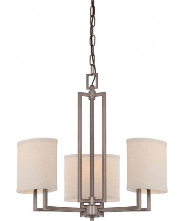 Nuvo Lighting 60/4857 Gemini 3 Light Chandelier with Khaki Fabric Shades