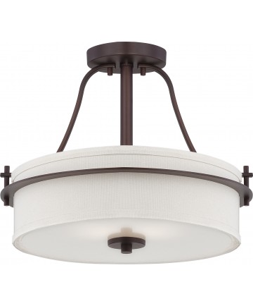 Nuvo Lighting 60/5007 Loren 2 Light Semi Flush with White Linen Shade