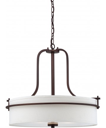 Nuvo Lighting 60/5008 Loren 3 Light Pendant with White Linen Shade