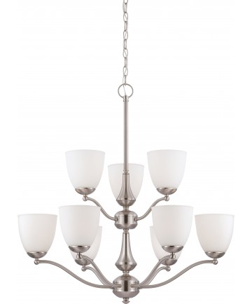 Nuvo Lighting 60/5039 Patton 9 Light 2 Tier Chandelier with Frosted