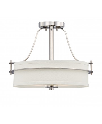 Nuvo Lighting 60/5107 Loren 2 Light Semi Flush with White Linen Shade