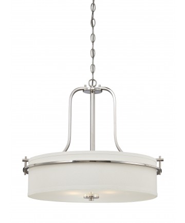 Nuvo Lighting 60/5108 Loren 3 Light Pendant with White Linen Shade