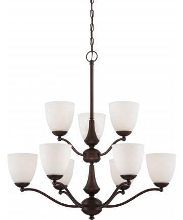 Nuvo Lighting 60/5139 Patton 9 Light 2 Tier Chandelier with Frosted