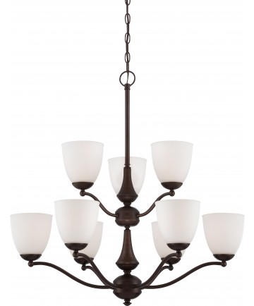 Nuvo Lighting 60/5139 Patton 9 Light 2 Tier Chandelier with Frosted