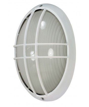Nuvo 60/528 1 Light 13 inch Large Cage Oval BulkHead Light Semi Gloss White Finish