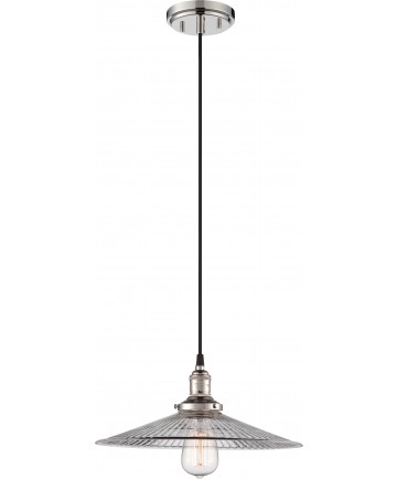 Nuvo Lighting 60/5416 Vintage 1 Light Pendant with Clear Ribbed Glass