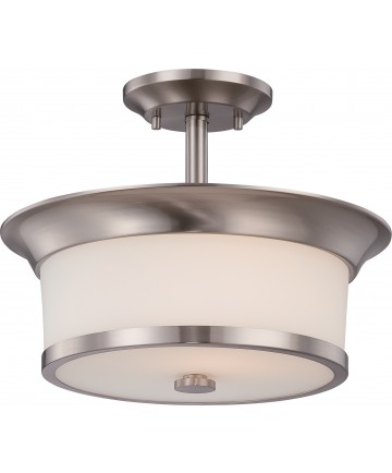 Nuvo Lighting 60/5450 Mobili 2 Light Semi Flush with Satin White Glass