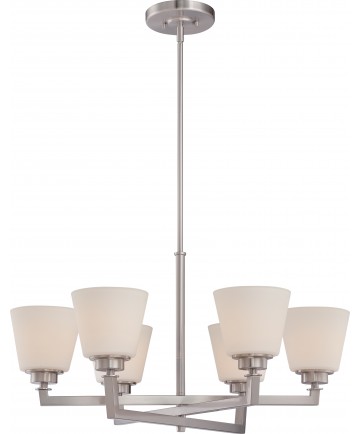 Nuvo Lighting 60/5456 Mobili 6 Light Chandelier with Satin White Glass