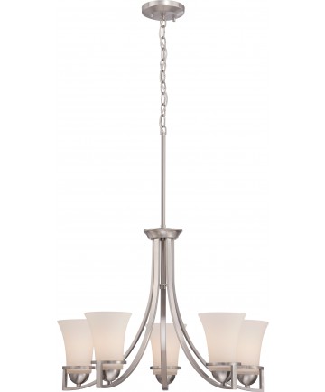 Nuvo Lighting 60/5485 Neval 5 Light Chandelier with Satin White Glass