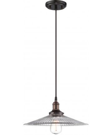 Nuvo Lighting 60/5516 Vintage 1 Light Pendant with Clear Ribbed Glass