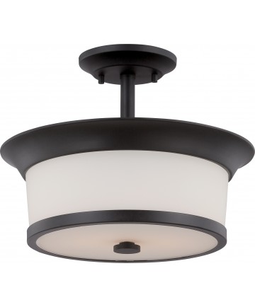 Nuvo Lighting 60/5550 Mobili 2 Light Semi Flush with Satin White Glass