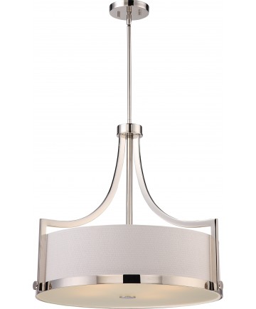 Nuvo Lighting 60/5881 Meadow 4 Light Pendant with White Fabric Shade