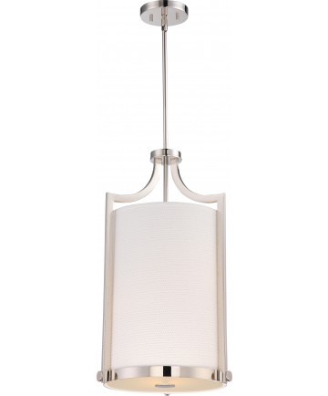 Nuvo Lighting 60/5882 Meadow 3 Light Foyer with White Fabric Shade