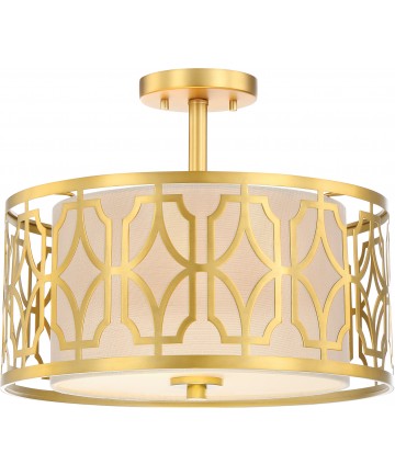 Nuvo Lighting 60/5937 Filigree 2 Light Semi Flush Mount Natural Brass