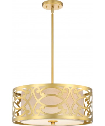 Nuvo Lighting 60/5964 Filigree 3 Light Pendant Natural Brass Finish