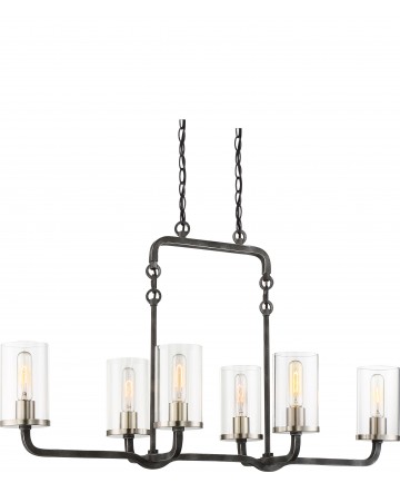 Nuvo Lighting 60/6124 6 Light Sherwood Island Pendant Iron Black with