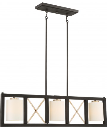 Nuvo Lighting 60/6133 3 Light Boxer Island Pendant Matte Black with