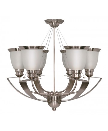 Nuvo Lighting 60/616 Palladium 6 Light 25 inch Chandelier with Satin Frosted Glass Shades