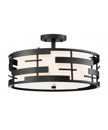 Nuvo Lighting 60/6436 Lansing 3 Light Semi Flush With White Fabric