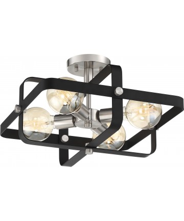 Nuvo Lighting 60/6624 Prana 4 Light Flush Mount Fixture Matte Black