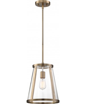 Nuvo Lighting 60/6697 Bruge 1 Light Pendant Fixture Burnished Brass