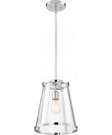 Nuvo Lighting 60/6698 Bruge 1 Light Pendant Fixture Polished Nickel