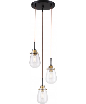 Nuvo Lighting 60/6853 Toleo 3 Light Chandelier Black Finish with