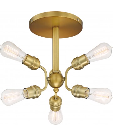 Nuvo Lighting 60/6926 Faraday 6 Light Semi-Flush Fixture Brushed Brass