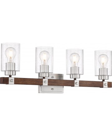 Nuvo Lighting 60/6964 Arabel 4 Light Vanity Brushed Nickel and Nutmeg