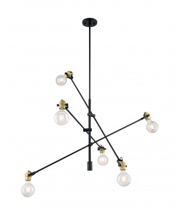 Nuvo Lighting 60/6989 Mantra 6 Light Pendant Fixture Black Finish with