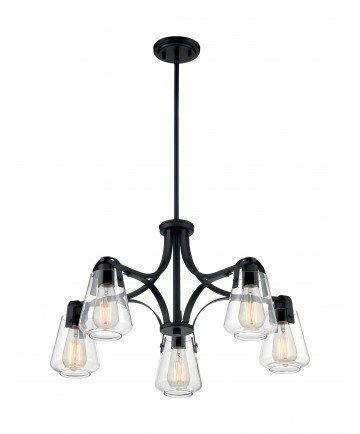 Nuvo Lighting 60/7105 Skybridge 5 Light Chandelier Fixture Matte Black