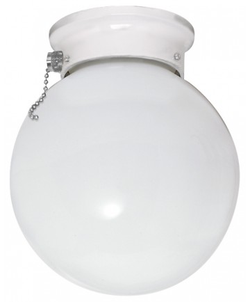 Nuvo Lighting 60/712 1 Light 6" Ceiling Fixture White Ball with Pull