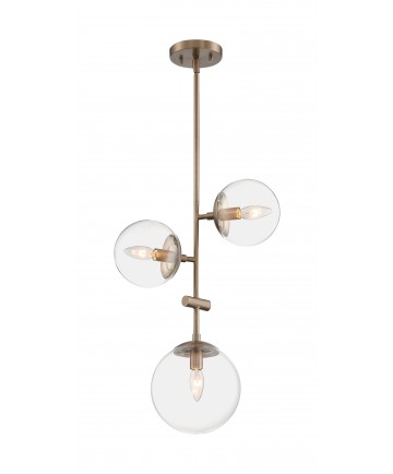 Nuvo Lighting 60/7124 Sky 3 Light Pendant Fixture Burnished Brass