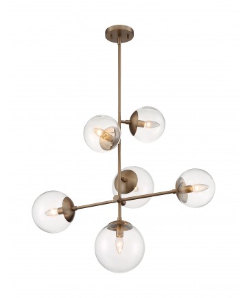 Nuvo Lighting 60/7125 Sky 6 Light Pendant Fixture Burnished Brass