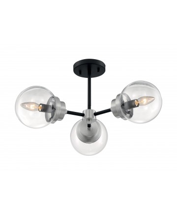 Nuvo Lighting 60/7133 Axis 3 Light Semi-Flush Fixture Matte Black