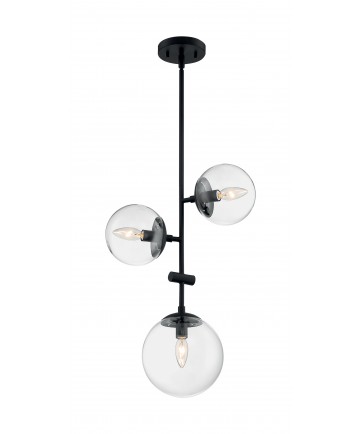 Nuvo Lighting 60/7134 Sky 3 Light Pendant Fixture Matte Black Finish