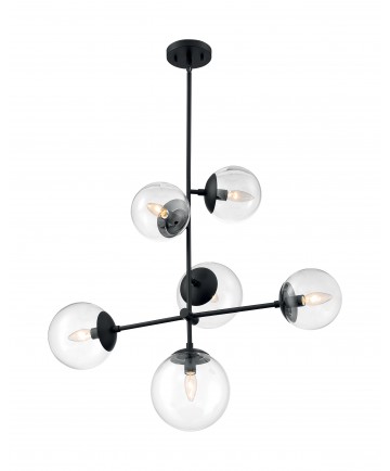 Nuvo Lighting 60/7135 Sky 6 Light Pendant Fixture Matte Black Finish