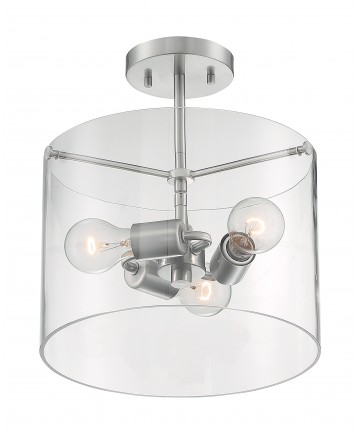 Nuvo Lighting 60/7178 Sommerset 3 Light Semi-Flush Fixture Brushed