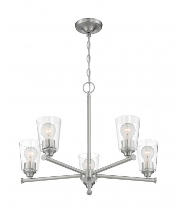 Nuvo Lighting 60/7185 Bransel 5 Light Chandelier Fixture Brushed