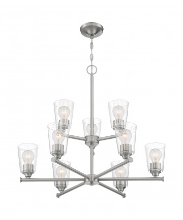 Nuvo Lighting 60/7189 Bransel 9 Light Chandelier Fixture Brushed