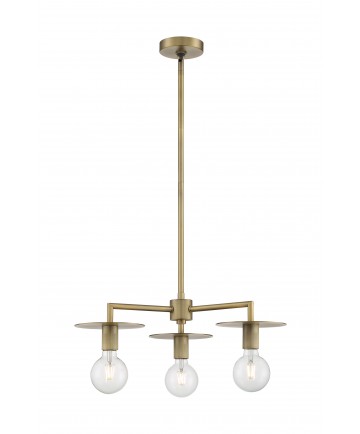 Nuvo Lighting 60/7243 Bizet 3 Light Chandelier Fixture Vintage Brass