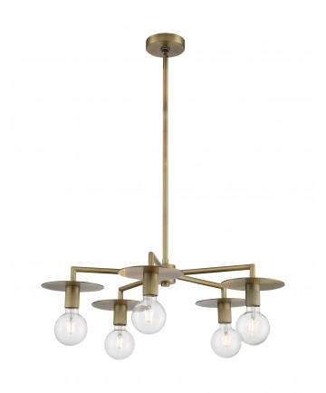Nuvo Lighting 60/7245 Bizet 5 Light Chandelier Fixture Vintage Brass