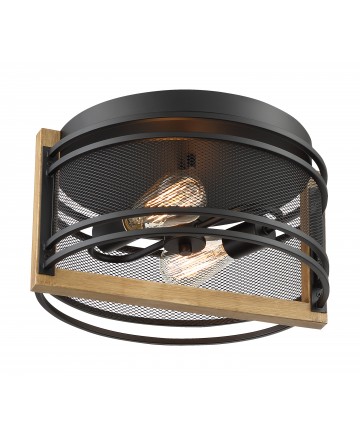 Nuvo Lighting 60/7263 Atelier 2 Light Flush Mount Fixture Black and