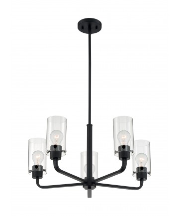 Nuvo Lighting 60/7275 Sommerset 5 Light Chandelier Fixture Matte Black