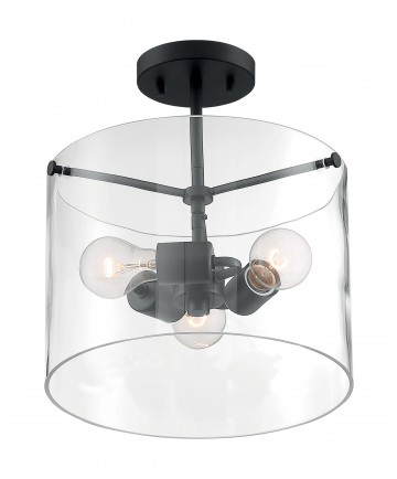 Nuvo Lighting 60/7278 Sommerset 3 Light Semi-Flush Fixture Matte Black