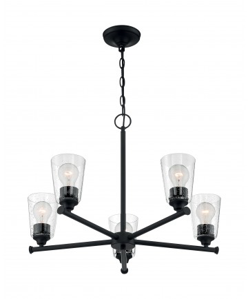 Nuvo Lighting 60/7285 Bransel 5 Light Chandelier Fixture Matte Black