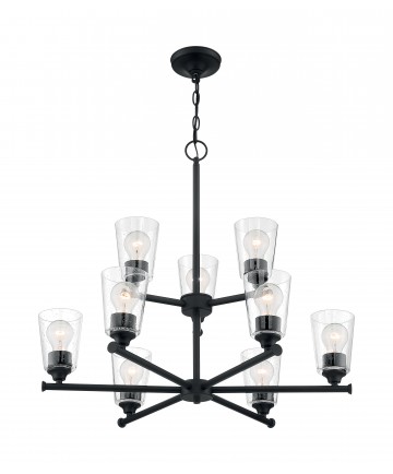 Nuvo Lighting 60/7289 Bransel 9 Light Chandelier Fixture Matte Black