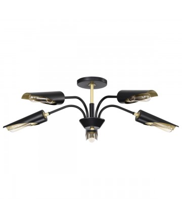 Nuvo Lighting 60/7295 Marc 5 Light Chandelier Matte Black Finish Gold