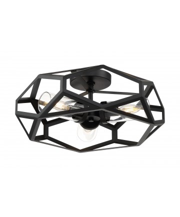 Nuvo Lighting 60/7303 Zemi 3 Light Flush Mount Fixture Black Finish