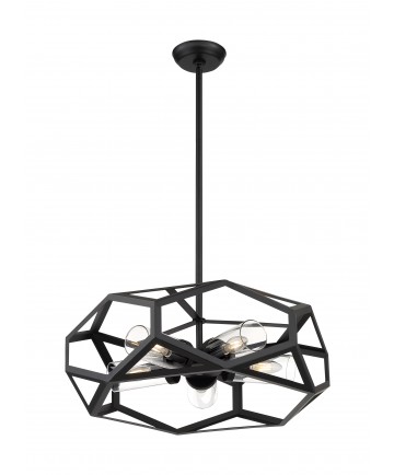 Nuvo Lighting 60/7304 Zemi 5 Light Chandelier Fixture Black Finish